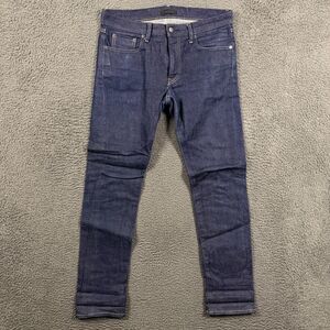 Uniqlo Jeans Mens 31x32 (Fits 33x31) Blue Slim Fit Dark Wash Selvedge Stretch